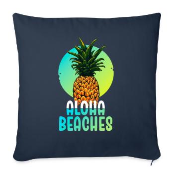 Aloha Beaches Île tropicale d’été hawaïenne - Housse de coussin décorative 45 x 45 cm - bleu marine - Devant
