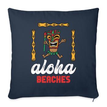 Plages d’Aloha Île tropicale d’été hawaïenne - Housse de coussin décorative 45 x 45 cm - bleu marine - Devant
