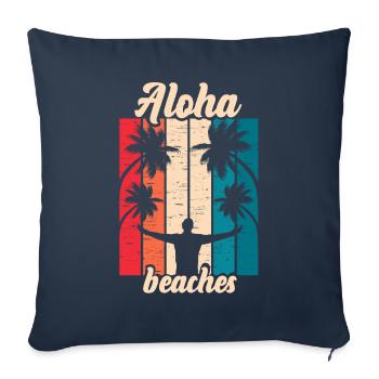 Plages d’Aloha Île tropicale d’été hawaïenne - Housse de coussin décorative 45 x 45 cm - bleu marine - Devant