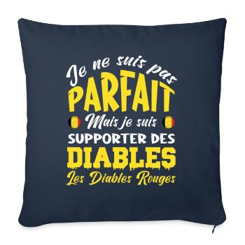 allez les diables Rouge. supporter Belgique !! - Housse de coussin décorative 45 x 45 cm - bleu marine - Devant