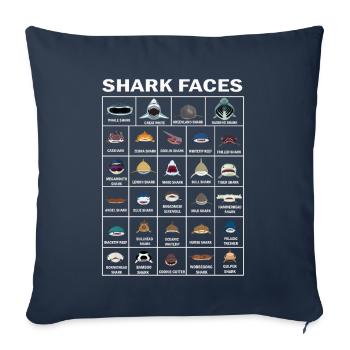 Types de visages de requins. Identification du visage du requin - Housse de coussin décorative 45 x 45 cm - bleu marine - Devant