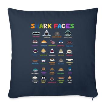 Types de visages de requins. Identification du visage du requin - Housse de coussin décorative 45 x 45 cm - bleu marine - Devant
