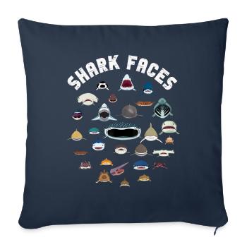 Types de visages de requins. Identification du visage du requin - Housse de coussin décorative 45 x 45 cm - bleu marine - Devant