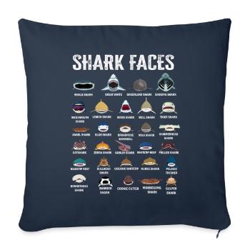 Types de visages de requins. Identification du visage du requin - Housse de coussin décorative 45 x 45 cm - bleu marine - Devant