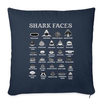 Types de visages de requin. Identification du visage du requin - Housse de coussin décorative 45 x 45 cm - bleu marine - Devant