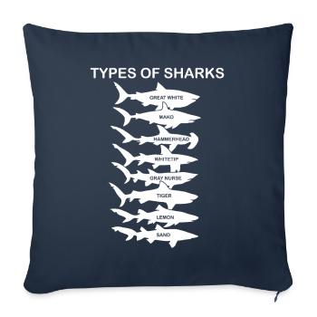 Types of Sharks - Sofa pillowcase 17,3'' x 17,3'' (45 x 45 cm) - navy - Front