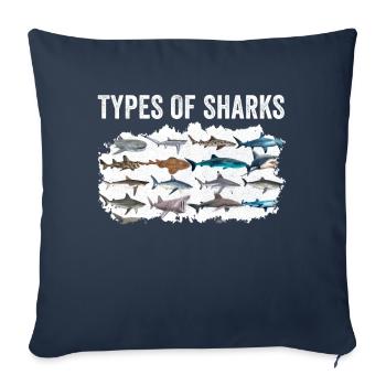 Types de requins - Housse de coussin décorative 45 x 45 cm - bleu marine - Devant