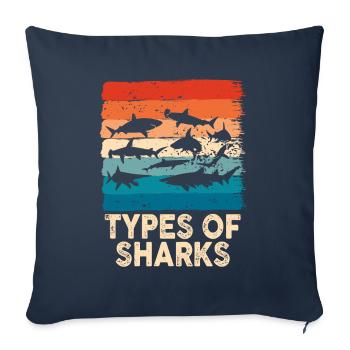 Types de requins - Housse de coussin décorative 45 x 45 cm - bleu marine - Devant