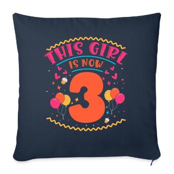 Cette fille a maintenant 3 | Thème Cupcake - Housse de coussin décorative 45 x 45 cm - bleu marine - Devant