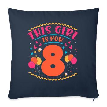Cette fille a maintenant 8 | Thème Cupcake - Housse de coussin décorative 45 x 45 cm - bleu marine - Devant