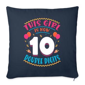 Cette fille a maintenant 10 | Thème Cupcake - Housse de coussin décorative 45 x 45 cm - bleu marine - Devant