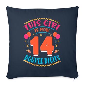 Cette fille a maintenant 14 | Thème Cupcake - Housse de coussin décorative 45 x 45 cm - bleu marine - Devant