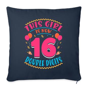Cette fille a maintenant 16 | Thème Cupcake - Housse de coussin décorative 45 x 45 cm - bleu marine - Devant