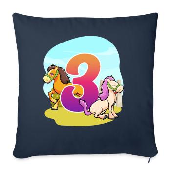 3rd Birthday Riding Horse Theme Three Party - Sofa pillowcase 17,3'' x 17,3'' (45 x 45 cm) - navy - Front
