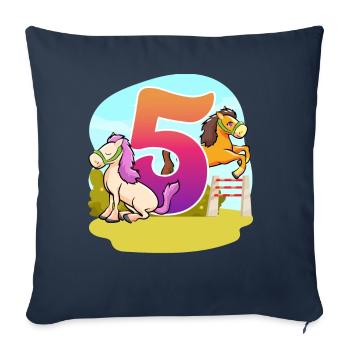 5th Birthday Riding Horse Theme Five Party - Sofa pillowcase 17,3'' x 17,3'' (45 x 45 cm) - navy - Front