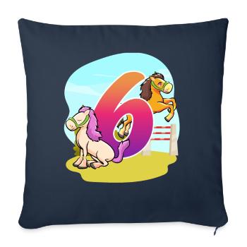 6th Birthday Riding Horse Theme Six Party - Sofa pillowcase 17,3'' x 17,3'' (45 x 45 cm) - navy - Front