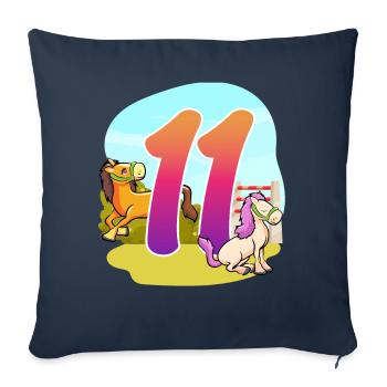 11ème anniversaire Équitation à cheval Thème Onze Fête - Housse de coussin décorative 45 x 45 cm - bleu marine - Devant