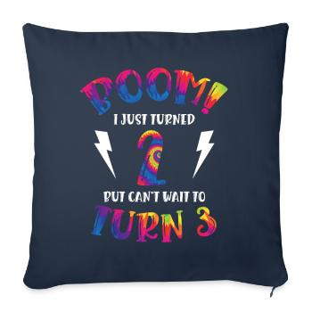 Boom I Just Turned 2 but can't wait to 3 - Sofa pillowcase 17,3'' x 17,3'' (45 x 45 cm) - navy - Front