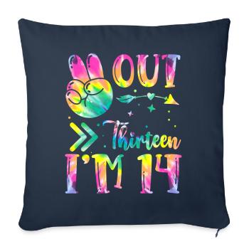Paix de treize ans, j’ai 14 | Teinture de cravate - Housse de coussin décorative 45 x 45 cm - bleu marine - Devant