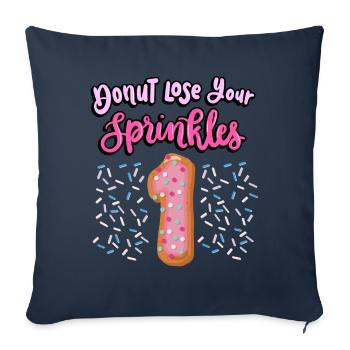 Donut Lose Your Sprinkles 1er anniversaire | Beignet - Housse de coussin décorative 45 x 45 cm - bleu marine - Devant