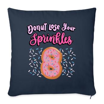 Donut Lose Your Sprinkles 8th Birthday | Beignet - Housse de coussin décorative 45 x 45 cm - bleu marine - Devant