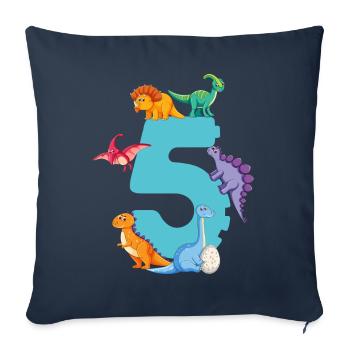 5ème anniversaire | Chemise d’anniversaire de dinosaure | - Housse de coussin décorative 45 x 45 cm - bleu marine - Devant