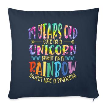 19 ans Mignon comme une licorne Brillant Comme - Housse de coussin décorative 45 x 45 cm - bleu marine - Devant