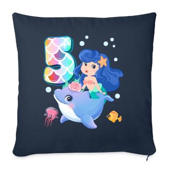 5ème anniversaire | | anniversaire de sirène - Housse de coussin décorative 45 x 45 cm - bleu marine - Devant