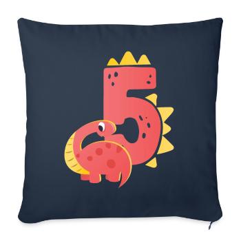 5ème anniversaire | | d’anniversaire de dinosaure - Housse de coussin décorative 45 x 45 cm - bleu marine - Devant
