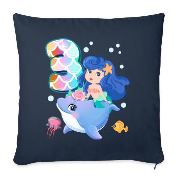 3rd birthday | Mermaid Birthday | - Sofa pillowcase 17,3'' x 17,3'' (45 x 45 cm) - navy - Front