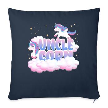 Oncle Corn | | d’anniversaire de licorne Thème Licorne | - Housse de coussin décorative 45 x 45 cm - bleu marine - Devant
