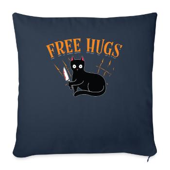 Câlins gratuits, chat d’horreur effrayant avec - Housse de coussin décorative 45 x 45 cm - bleu marine - Devant