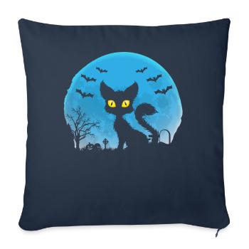 Spooky Shadow Pussycat Halloween Costumé Fête - Housse de coussin décorative 45 x 45 cm - bleu marine - Devant