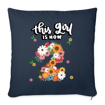 This girl is now 2 colorful flowers 2. - Sofa pillowcase 17,3'' x 17,3'' (45 x 45 cm) - navy - Front