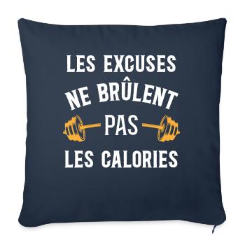 Musculation Sport. Citation Sportif Drôle Workout - Housse de coussin décorative 45 x 45 cm - bleu marine - Devant