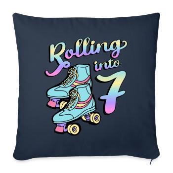 Rolling Into 7 Roller Skaters Skates 7th Anniversary - Sofa pillowcase 17,3'' x 17,3'' (45 x 45 cm) - navy - Front