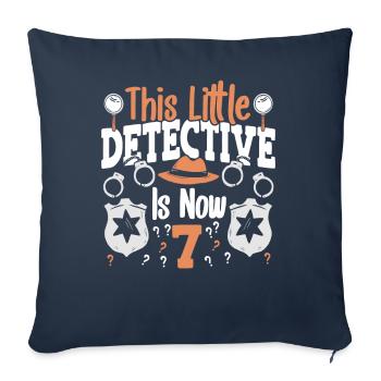 Ce petit détective a maintenant 7 ans, 7 ans - Housse de coussin décorative 45 x 45 cm - bleu marine - Devant