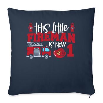 This little firefighter is now 1, - Sofa pillowcase 17,3'' x 17,3'' (45 x 45 cm) - navy - Front