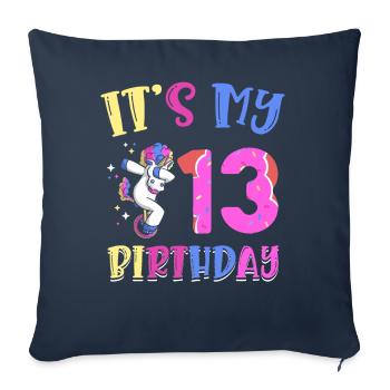 C’est mon 13e anniversaire Dabbing Unicorn Pony - Housse de coussin décorative 45 x 45 cm - bleu marine - Devant