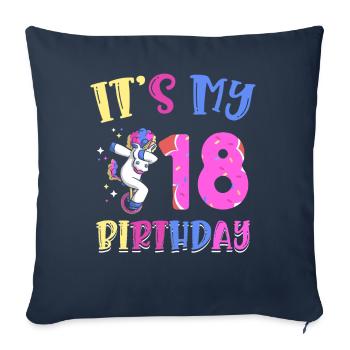 C’est mon 18e anniversaire Dabbing Unicorn Pony - Housse de coussin décorative 45 x 45 cm - bleu marine - Devant
