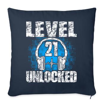 Level 21 Unlocked Birthday Gift 21 Years - Sofa pillowcase 17,3'' x 17,3'' (45 x 45 cm) - navy - Front
