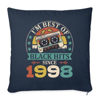 Je suis best of black hits depuis 1998 Cassette - Housse de coussin décorative 45 x 45 cm - bleu marine - Devant