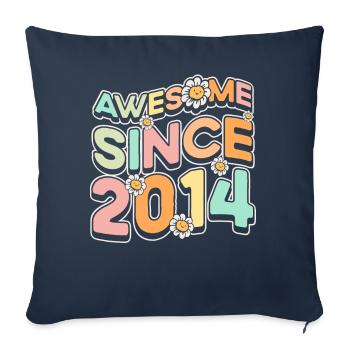 Fantastique depuis 2014 thème floral - Housse de coussin décorative 45 x 45 cm - bleu marine - Devant