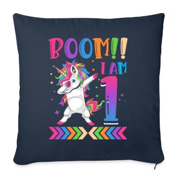 Boom!! I Am 1, Colorful Funny Unicorn 1. - Sofa pillowcase 17,3'' x 17,3'' (45 x 45 cm) - navy - Front