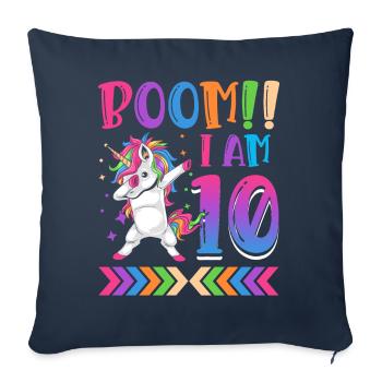 Boom!! J’ai 10 ans, Colorful Funny Unicorn 10. - Housse de coussin décorative 45 x 45 cm - bleu marine - Devant