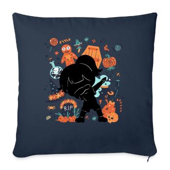Drôle de fille Silhouette effrayante - Housse de coussin décorative 45 x 45 cm - bleu marine - Devant