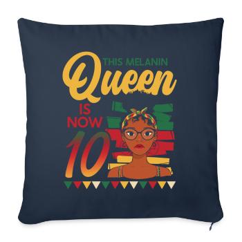 This melanin queen is now 10 years old, 10 - Sofa pillowcase 17,3'' x 17,3'' (45 x 45 cm) - navy - Front