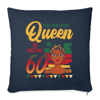 This melanin queen is now 60, 60th birthday - Sofa pillowcase 17,3'' x 17,3'' (45 x 45 cm) - navy - Front