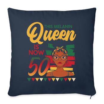 This melanin queen is now 50, 50th birthday - Sofa pillowcase 17,3'' x 17,3'' (45 x 45 cm) - navy - Front