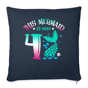This Mermaid Is Now 4, Fairytale 4. - Sofa pillowcase 17,3'' x 17,3'' (45 x 45 cm) - navy - Front